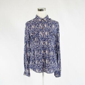 Calvin Klein navy blue white blouse S